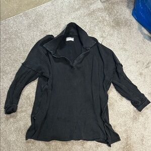 Free People Charcoal Waffle Knit Sweater